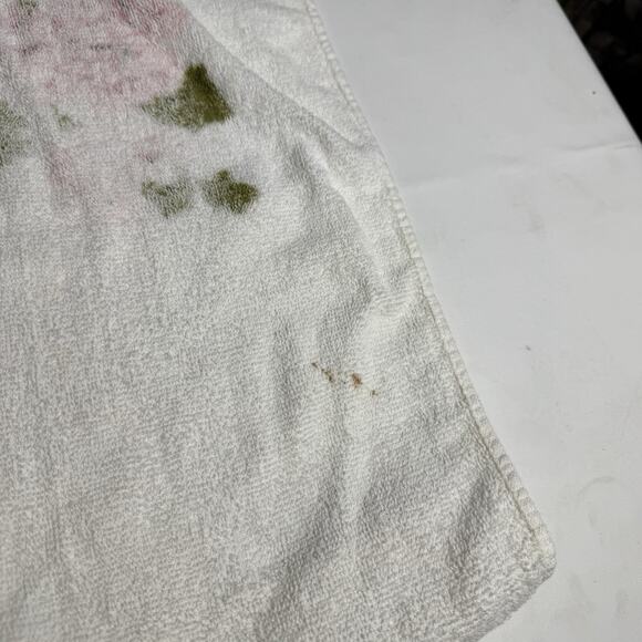 Pink Floral Hand Towel Bow Detail Stevens Cotton Terry Vintage MCM - Picture 5 of 7